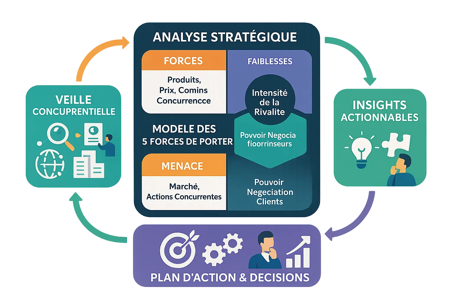 Schéma illustratif de l'analyse stratégique dans la veille concurrentielle