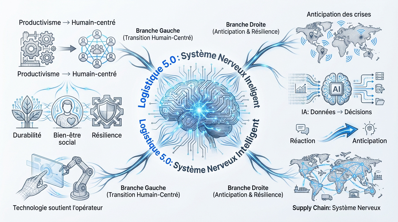 Illustration de la Logistique 5.0 comme système nerveux intelligent